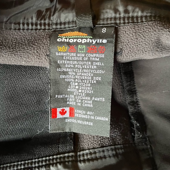 Chlorophylle Women's Soft Shell Fleece Lined Pants in Black. Canadian Brand! - Picture 6 of 7